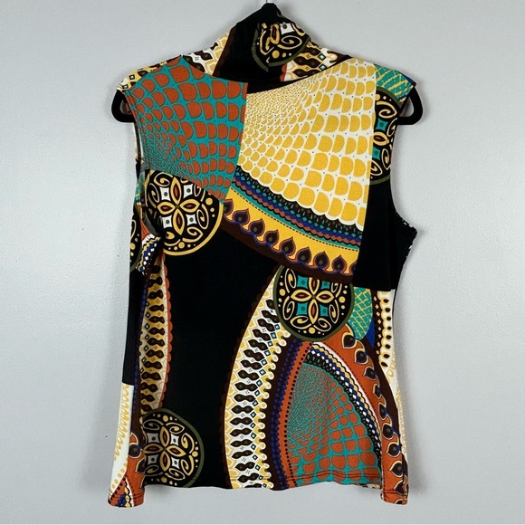 Papillon Blanc Green and Yellow Graphic Sleeveless Blouse Size XL - Picture 8 of 8